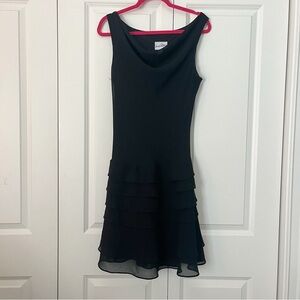 Vintage 80s/90s Joseph Ribkoff Black Tiered Midi Dress